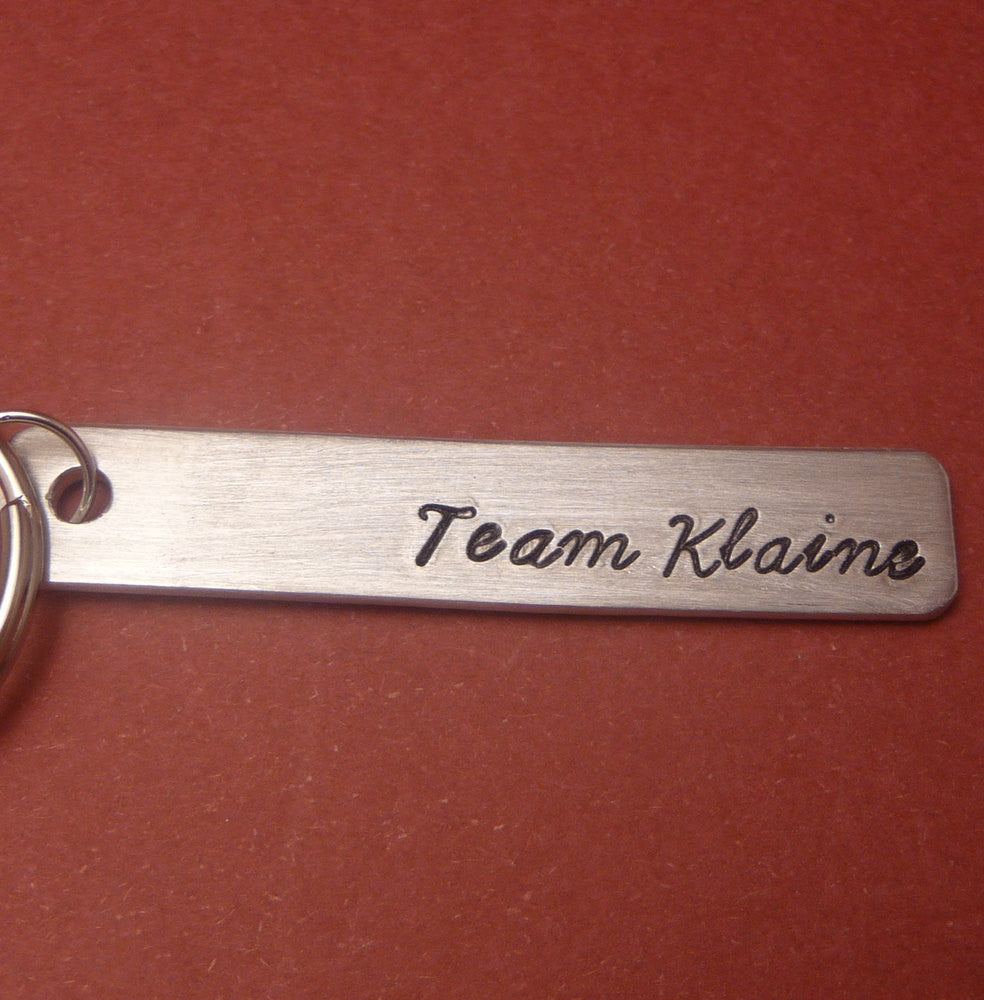 Glee Inspired - Team Klaine - A Hand Stamped Aluminum Keychain