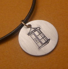 Doctor Who Inspired - The TARDIS - A Hand Stamped Aluminum Disc Necklace