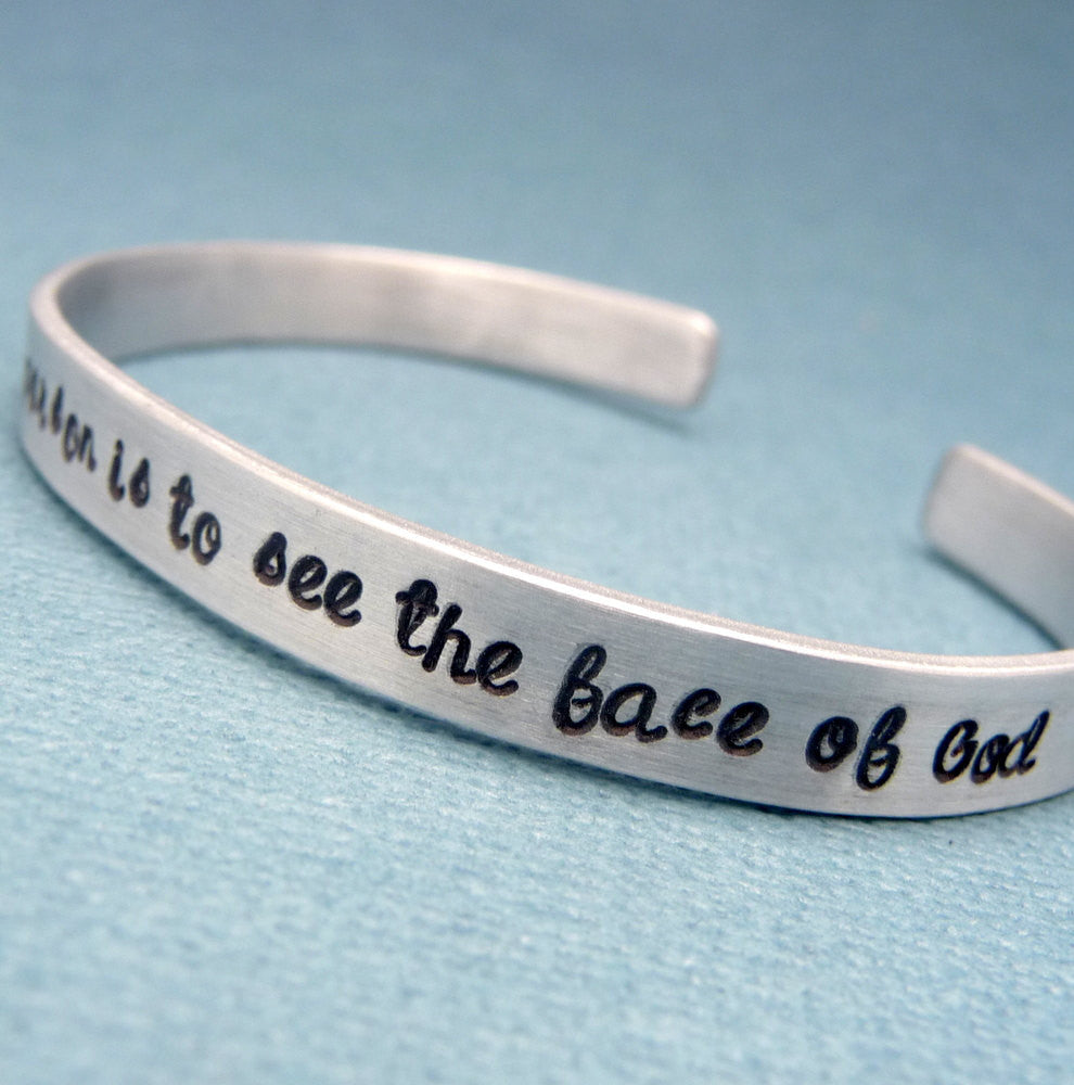 Les Miserables Inspired - To Love Another Person Is To See The Face Of God - A Hand Stamped Bracelet in Aluminum or Sterling Silver