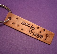 Harry Potter Inspired - Accio Keys - A Hand Stamped Copper Keychain