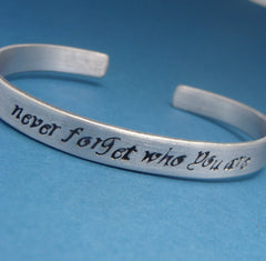 Lion King Inspired - Never Forget Who You Are - Hand Stamped Bracelet in Aluminum or Sterling Silver