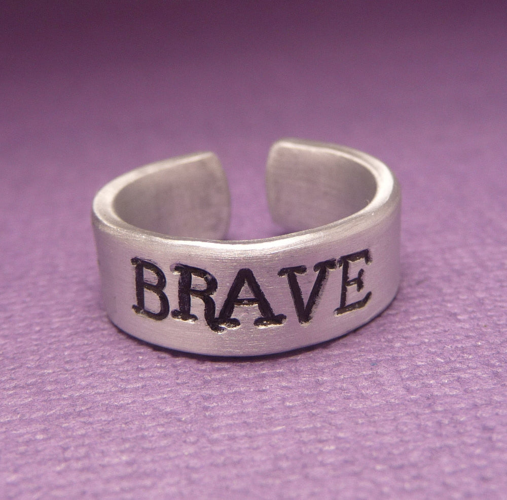 Brave Inspired - BRAVE - A Hand Stamped Aluminum Ring