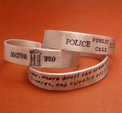 For larger wrists - your choice of a 7" or 8" Long Custom Hand Stamped on ONE SIDE 1/2 inch Aluminum Cuff Bracelet