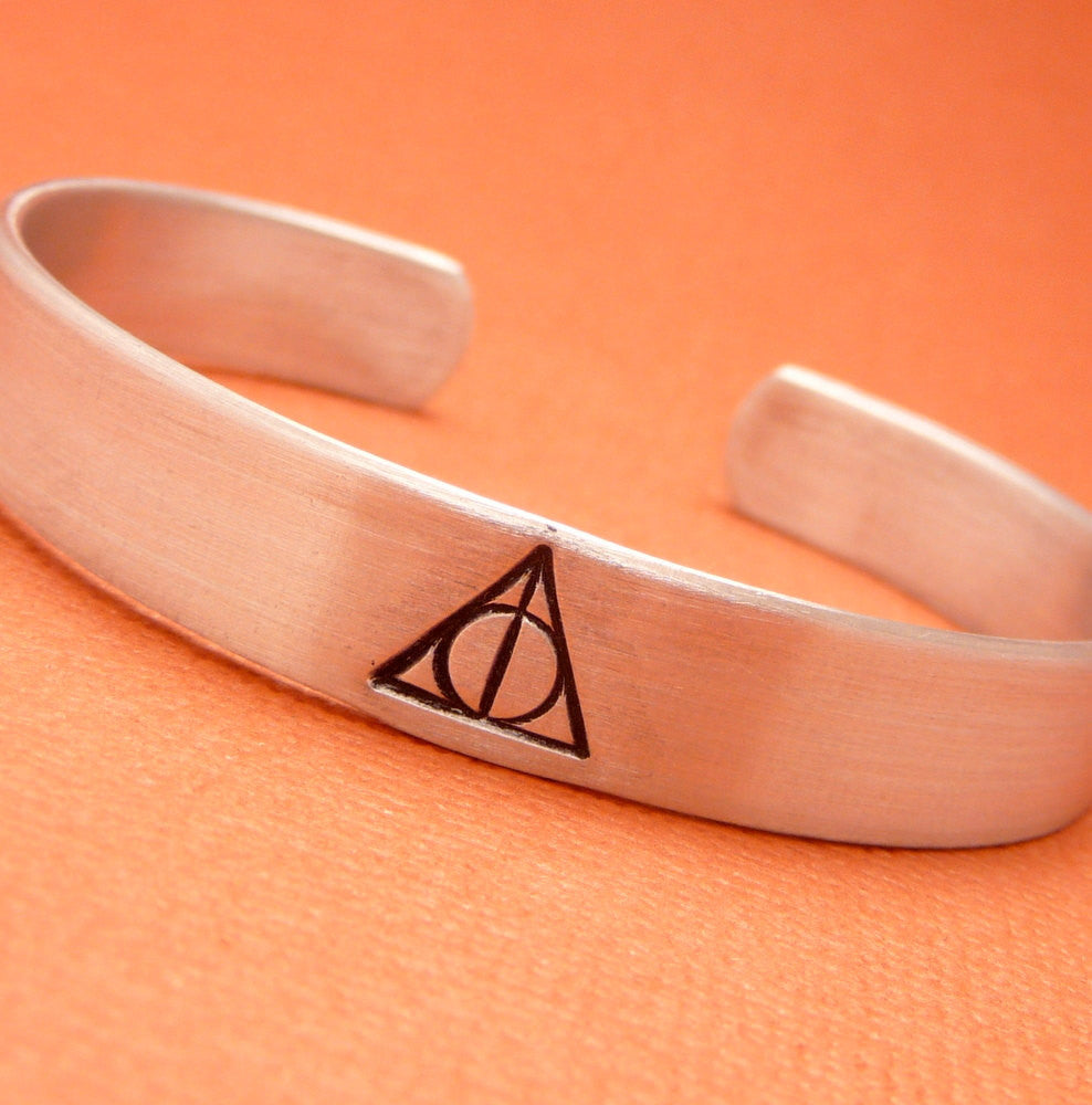 Harry Potter Inspired - The Deathly Hallows - A Hand Stamped Aluminum Bracelet