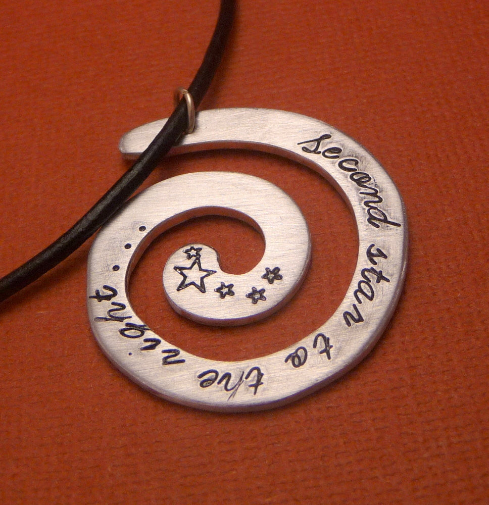 Peter Pan Inspired - Second Star To The Right... - A Hand Stamped Aluminum Spiral Necklace