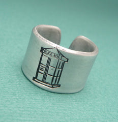 Doctor Who Inspired - The Girl Who Waited - A Double Sided, Hidden Message, Hand Stamped Aluminum Ring