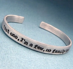Orphan Black Inspired - Just One, I'm a Few, No Family Too, Who Am I  - A Hand Stamped Bracelet in Aluminum or Sterling Silver