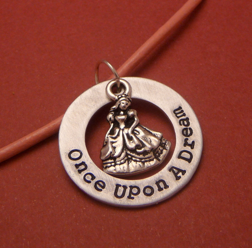 Sleeping Beauty Inspired - Once Upon A Dream - A Hand Stamped Aluminum Washer Necklace