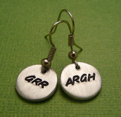 Grr Argh - A Pair of Hand Stamped Aluminum Earrings