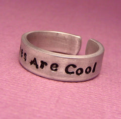 Doctor Who Inspired - Bowties Are Cool  - A Hand Stamped Aluminum Ring