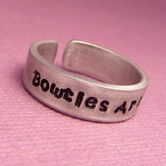 Doctor Who Inspired - Bowties Are Cool  - A Hand Stamped Aluminum Ring