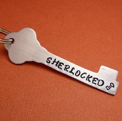 Sherlock Holmes Inspired - SHERLOCKED - A Hand Stamped Aluminum Keychain