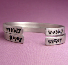 Doctor Who Inspired - Wibbly Wobbly & Timey Wimey - A Pair of Hand Stamped Bracelets in Aluminum or Sterling Silver