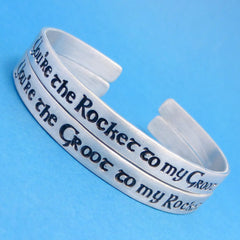 Guardians of the Galaxy Inspired - Rocket to my Groot & Groot to my Rocket - A Set of 2 Hand Stamped Bracelets in Aluminum or Sterling