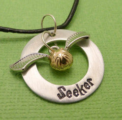 SHOP EXCLUSIVE - Harry Potter Inspired - Seeker - A Hand Stamped Washer Necklace in Aluminum or Copper