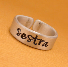 Orphan Black Inspired - Sestra - A Hand Stamped Aluminum Ring